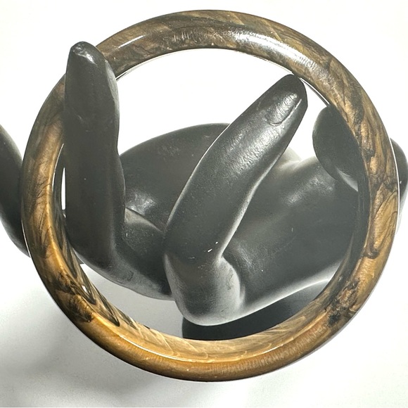 Brown & Beige Swirled Bangle Bracelet Plastic Retro Earthy Colors - Picture 6 of 6